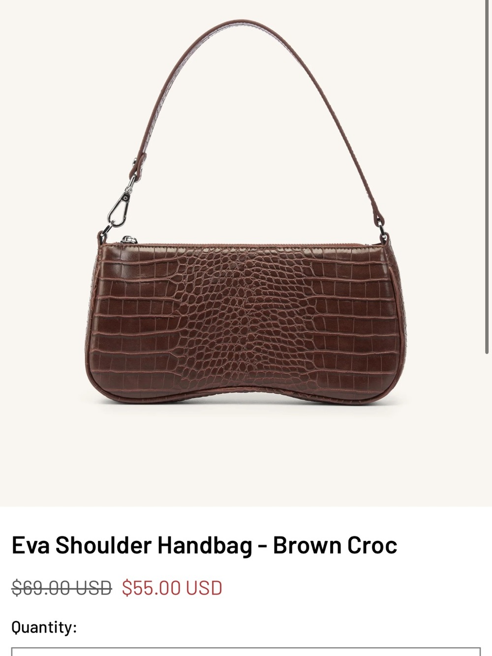JW PEI Eva Shoulder Bag - Brown Croc Embossed